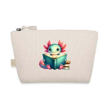 Comic Axolotl Reading a Book – Nerdy Reader Art - Organic Pouch - nature - Front