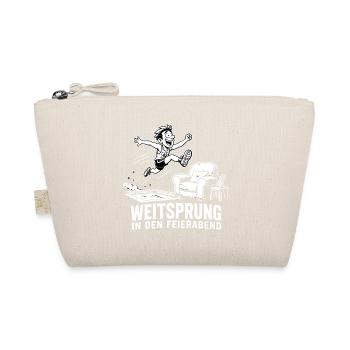 Weitsprung in den Feierabend – Lustiges Design - Bio-Täschchen - Natur - Vorne