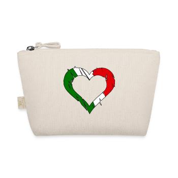 Italienflaggenherz zerkratzt - Bio-Täschchen - Natur - Vorne