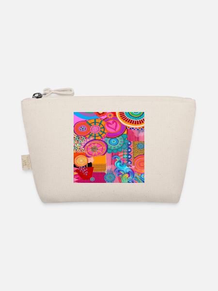 Vivid Mandala Hearts Blumencollage - Bio-Täschchen - Natur