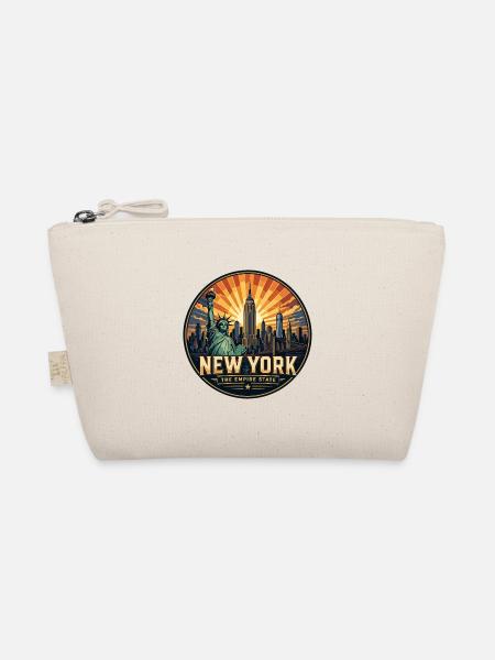 New York The Empire State Retro Skyline Badge - Bio-Täschchen - Natur