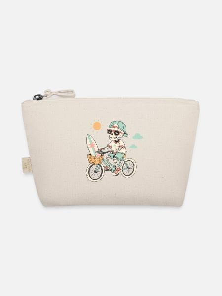 Sunny Surf Skeleton auf dem Fahrrad - Bio-Täschchen - Natur