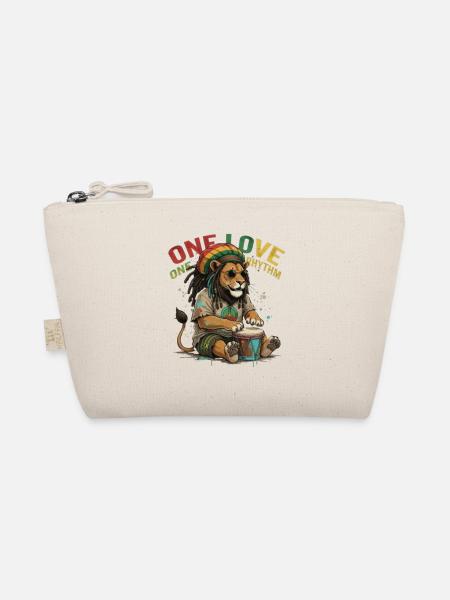 Reggae Löwe One Love Rhythm Trommel - Bio-Täschchen - Natur