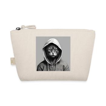 Katzenmysterium im Hoodie - Bio-Täschchen - Natur - Vorne