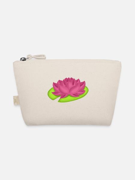 Rosa Lotus auf Blättern - Bio-Täschchen - Natur