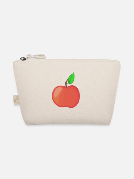 Roter Apfel mit Blattillustration - Bio-Täschchen - Natur