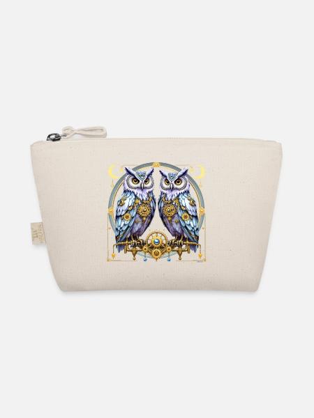 Steampunk Owls Lunar Gear Design. - Bio-Täschchen - Natur