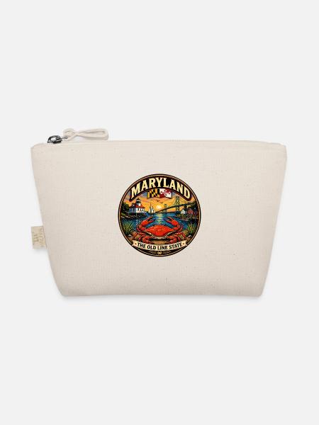 Maryland Old Line State Retro Blue Crab Abzeichen - Bio-Täschchen - Natur