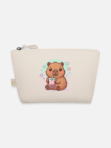 Kawaii Capybara Girls Boba Tea Anime Capibara Love - Bio-Täschchen - Natur