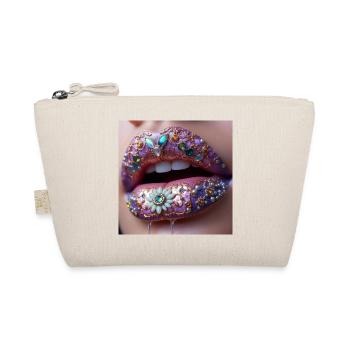 Juwelenverzierte Lippenkunst - Bio-Täschchen - Natur - Vorne