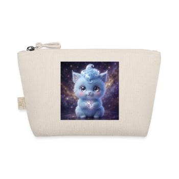 Cute fluffy blue fantasy creature holding a magic  - Bio-Täschchen - Natur - Vorne
