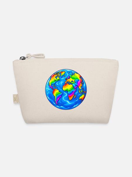 Bunte Welt – Regenbogen Erde - Bio-Täschchen - Natur