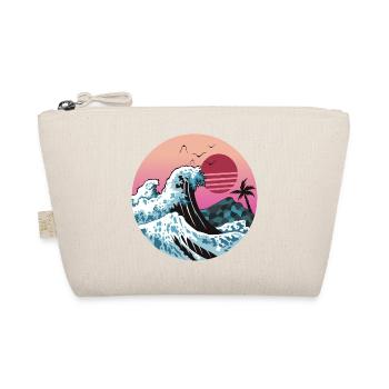 Retro Sunset Wave mit Palme - Bio-Täschchen - Natur - Vorne