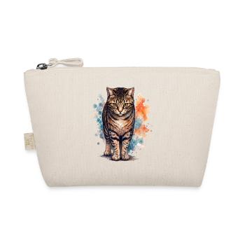 Getigerte Katze im farbenfrohen Aquarellstil - Bio-Täschchen - Natur - Vorne