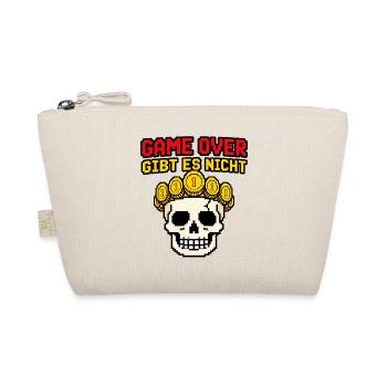 Game Over gibt es nicht – Pixel Totenkopf Shirt - Bio-Täschchen - Natur - Vorne