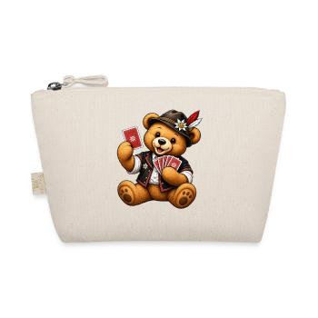Teddybär Kartenspieler - Geschenk für Spielfreunde - Bio-Täschchen - Natur - Vorne