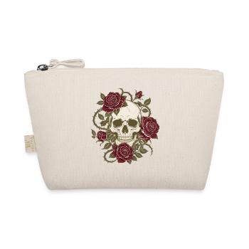Totenkopf mit Rosen – Gothic Botanik Farb-Design - Bio-Täschchen - Natur - Vorne