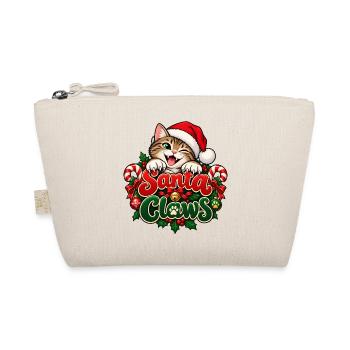 Santa Claws – Lustiges Katzen Weihnachtsdesign - Bio-Täschchen - Natur - Vorne