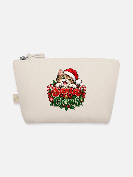 Santa Claws – Lustiges Katzen Weihnachtsdesign - Bio-Täschchen - Natur