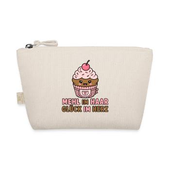 Mehl im Haar Glück im Herz Backen Cupcake Design - Bio-Täschchen - Natur - Vorne