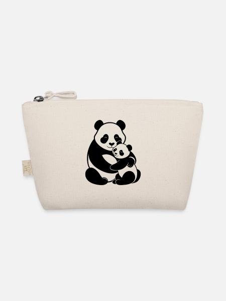 Panda-Baby und Mama - Bio-Täschchen - Natur