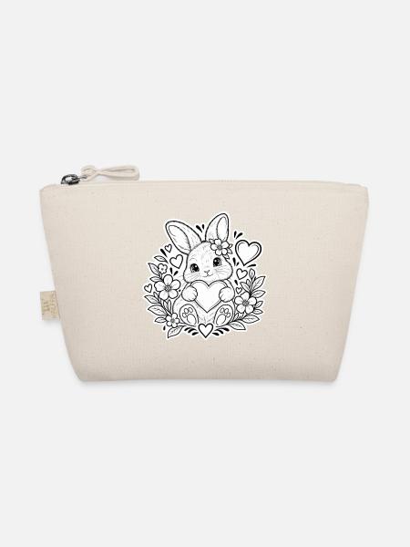 Sticker Süßer Hase mit großem Herz - Bio-Täschchen - Natur