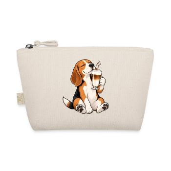 Beagle mit Latte Macchiato - Bio-Täschchen - Natur - Vorne