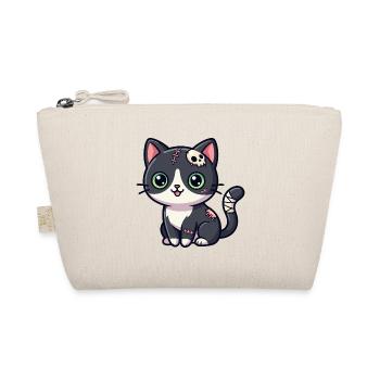 Niedliche Cartoon-Zombiekatze mit Stichen, Totenkopf-Tattoo - Bio-Täschchen - Natur - Vorne