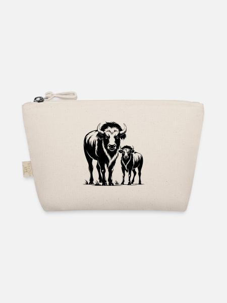 Bison und Kalb - Bio-Täschchen - Natur