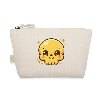 Goldener Kawaii-Schädel mit funkelnden Augen und Röte - Bio-Täschchen - Natur - Vorne