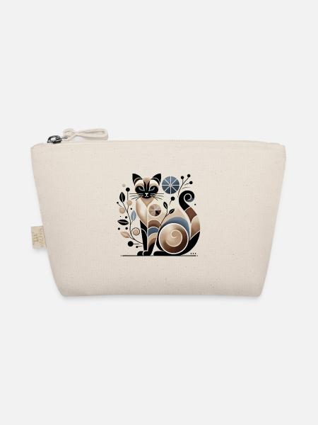 Beige-blaue abstrakte Siamkatze - Bio-Täschchen - Natur