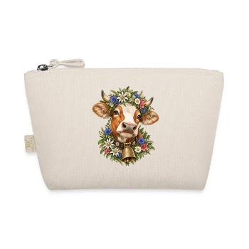Kuh mit Blumenkrone – Alpenliebe & Tracht - Bio-Täschchen - Natur - Vorne