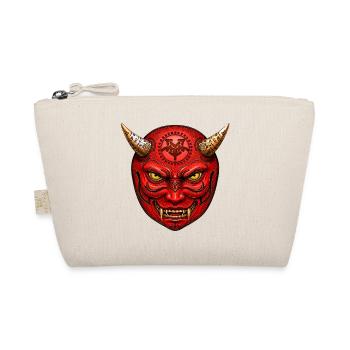Rote Dämonenmaske mit Hörnern, oni maske - Bio-Täschchen - Natur - Vorne