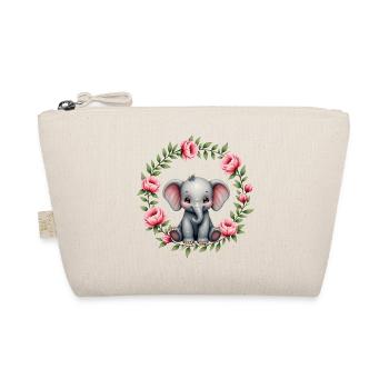 Cute Baby Elephant Pink Floral - Bio-Täschchen - Natur - Vorne