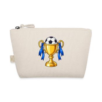 Fußballpokal mit blauen Bändern - Bio-Täschchen - Natur - Vorne
