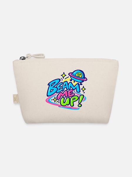 Beam Me Up – Alien UFO Retro Neon - Bio-Täschchen - Natur
