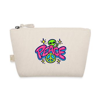 Peace Alien – Retro Neon Friedenszeichen - Bio-Täschchen - Natur - Vorne