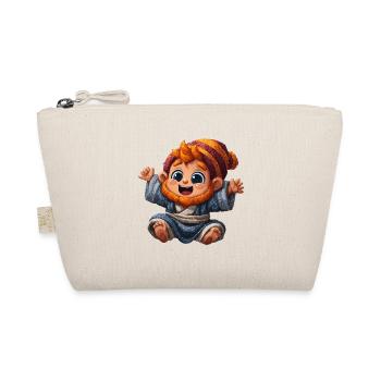 Zwergenbaby mit Strickmütze - Bio-Täschchen - Natur - Vorne