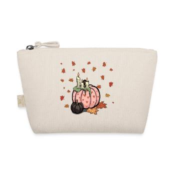 Rosa Kürbis mit Herbstkerzen - Bio-Täschchen - Natur - Vorne