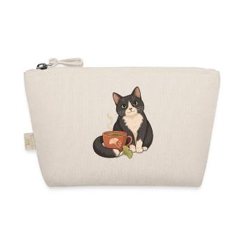 Gemütliche Katze mit Teetasse - Bio-Täschchen - Natur - Vorne