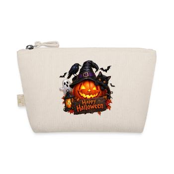 Halloween Kürbis mit Katze - Bio-Täschchen - Natur - Vorne