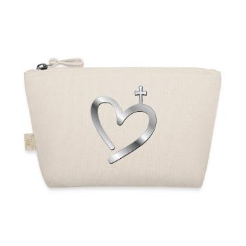 Christliches Kreuz Herz - Bio-Täschchen - Natur - Vorne