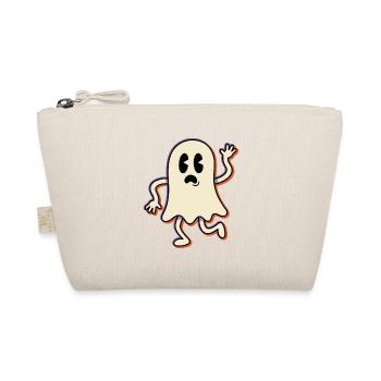 Retro ghost waving hello with a surprised face - Bio-Täschchen - Natur - Vorne