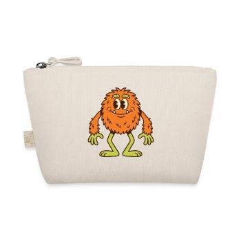 Süßes orangefarbenes Monster mit einem freundlichen Lächeln - Bio-Täschchen - Natur - Vorne