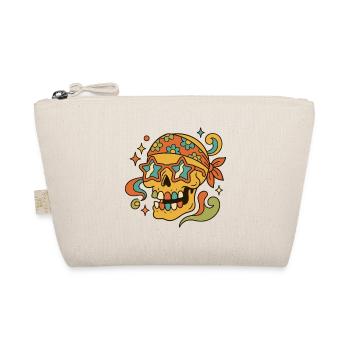 Grooviger Schädel mit Bandana und Sternsonnenbrille - Bio-Täschchen - Natur - Vorne