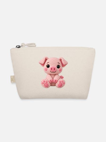 Häkelkuschel Schwein Rosa - Bio-Täschchen - Natur