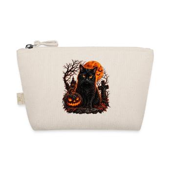 Schwarze Katze in Halloween-Szenerie - Bio-Täschchen - Natur - Vorne