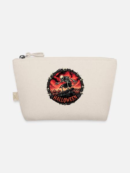 Nightmare Ghost Skateboarder Eingerahmt Circular Dark - Bio-Täschchen - Natur