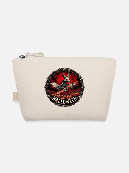 Nightmare Pumpkin Aviator gerahmtes rundes dunkles T-Shirt - Bio-Täschchen - Natur
