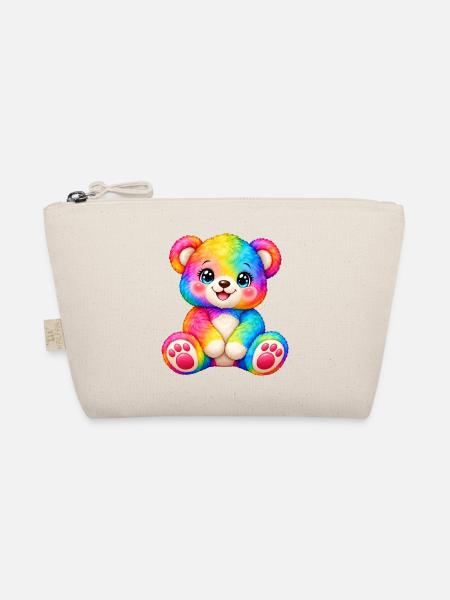 Kawaii Mehrfarbiger Teddybär - Bio-Täschchen - Natur
